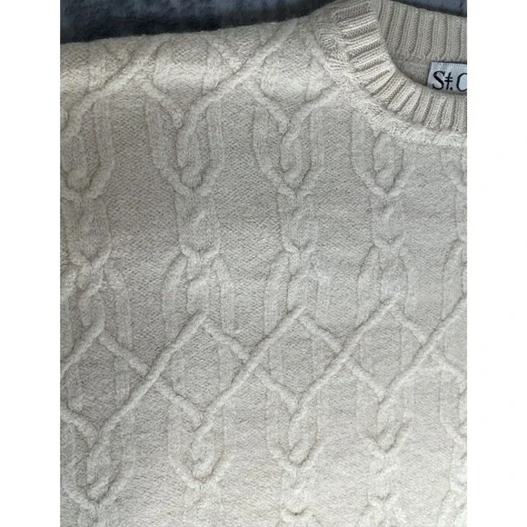 VTG St. Croix Men's Sweater USA Grandpa Core Chainlink Design Ivory Color M - Picture 3 of 12